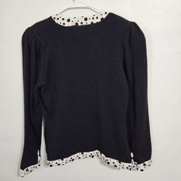 NWT 80s Vintage Anne Crimmins for Umi Black Polka Dot Trim Sweater Blazer Size S - Picture 3 of 7